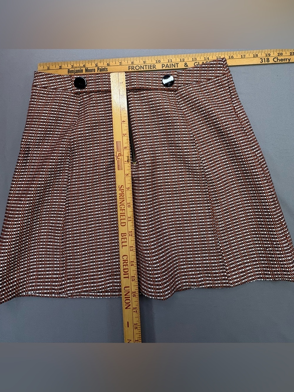 Topshop Black, White & Rust Printed Skirt – Size 8 - Picture 9 of 12